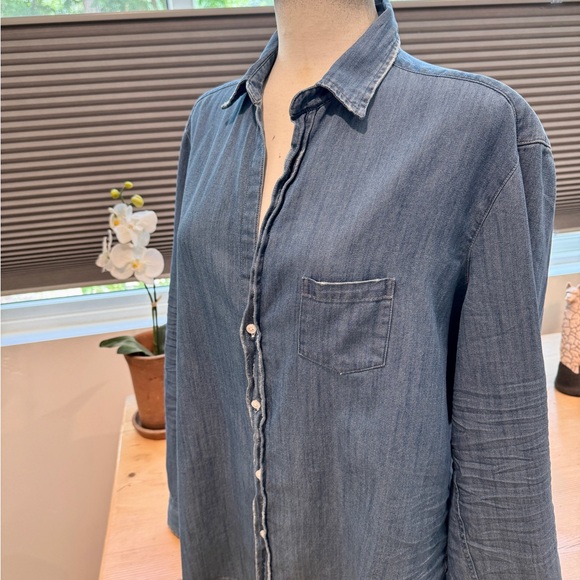 EILEEN Vintage Stonewashed Wash Denim Relaxed Button-Up Shirt Large. - Picture 7 of 14